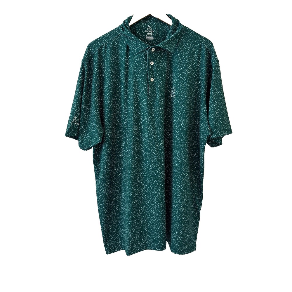 Rhoback Barstool Tee Time Golf Polo Shirt Mens 2XL Green Stretch Performance